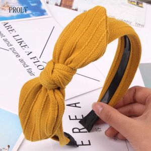 Stirnbänder PROLY Neue Mode Frauen Stirnband Gestrickte Big Bowknot Haarband Rutschfeste Zähne Turban Mädchen Haarschmuck Großhandel T221007