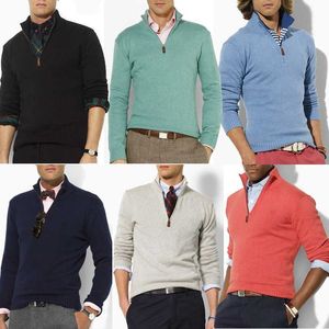 Swetry jesień i zima nowy męski bawełniany sweter z długim rękawem swobodny kodowy szyja pół zip fit pullover top 8504 y2210