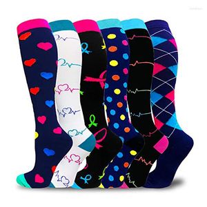 Sports Socks Brothock 6 Pairs Compression Women Men Graduated 20-30 MmHg Stockings For Athletic Running Cycling Nursing