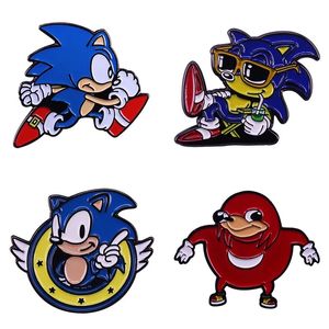 Sonic Cartoon Brooch Party Creative Animation Metal Enamel Badge Decoration Pin Buckle Animation Accessories