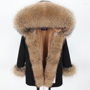 Women's Fur Women's & Faux Jacket Nice Raccoon Collar Placket Hair Pie Overcoming Coat Mid-length Female Winter