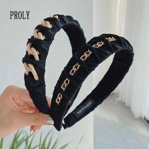 Headbands PROLY New Fashion Hair Accessories Alloy Chain Headband Braided Wide Side Knotted Hairband Top Quality Turban Headwear T221007