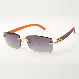 New C hardware sunglasses 3524012 with orange wooden sticks and 56mm lenses for unisex