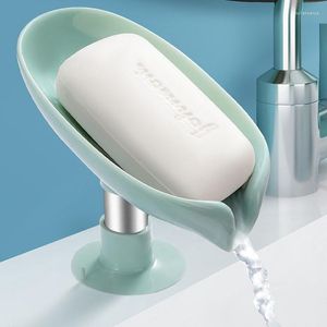 Mydlanki naczynia 2PCS liść kształt pudełka odpływowy Uchwyt naczyń z ssącą szklanką szelfową akcesoria łazienkowe