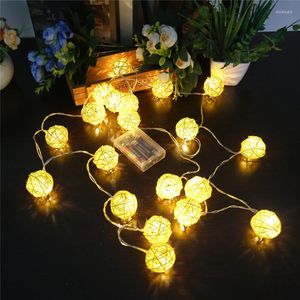 Party Decoration Rattan Ball Christmas Lights Garland Fairy Light Holiday LED Battery Operated String For Wedding