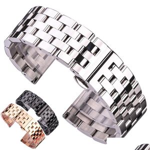 Titta på band Solid Metal Watchabnds Armband Sier Black Rose Gold Men Women 316l Stainles Steel Watch Band Strap 20mm 22mm Watches2022 OT2YU
