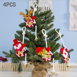 Noel Dekorasyonları 4 PCS Süsleme Kolye Tek Tırmanış Halat Noel Baba Bell Navidad Ağaç Asma Noel