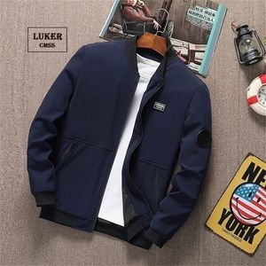 Mensjackor Luker CMSS Summer Autumn Men Jackor Rockar Casual Solid Thin Baseball Jacket Male Stand Collar Fashion Zipper Coat Plus Size 6xl 221006