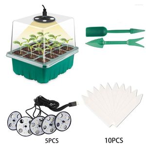 Grow Lights Selling Plant Seed Starter Seedling Trays Kit With Light 8 Leds For Indoor Home Growing 12 Cell Per Tray