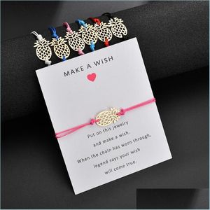 Charm Bracelets Pine Shaped Charm Bracelet With Gift Card For Women Gold Fruit White Black Red Pink String Rope Wrap Bangle Drop Deli Dhkdl