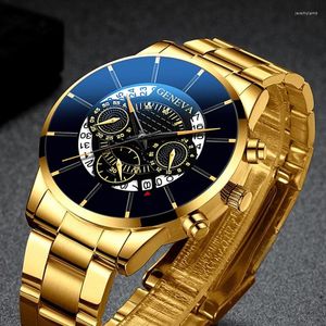 Orologi da polso 2022 Moda Uomo Orologio al quarzo Orologio da polso classico in oro Acciaio inossidabile Calendario di lusso Orologi da uomo d'affari Relogio Masculino