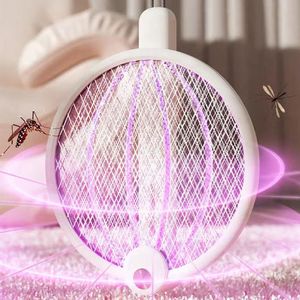 Myggmordare lampor Uppladdningsbar flygdödare Bug Zapper Racket USB laddar starkt LED -ljus