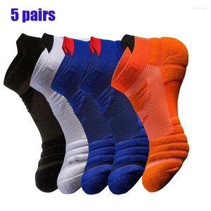 Sportstrumpor 5pairs/mycket coolmax bomull man kvinnor sport k￶r socka cykling cykling cykel cykel fotboll andas basket sox