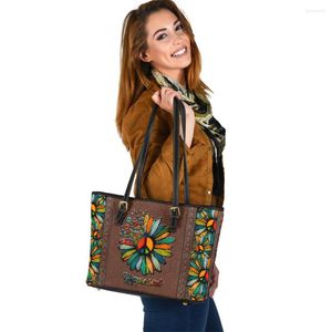 Borse da sera Hippie Soul Brand Design Mano per le donne 2022 Borse di lusso Modello di girasole colorato Borsa a tracolla in PU casual Donna