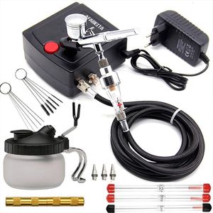 Püskürtme Tabancaları Çift Eylem Airbrush Hava Kompresör Kiti 0,3 mm nozul tabancalı manikür zanaat kek fırçası 221007