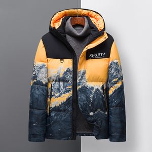 Men's Down Parkas Mens Jackets de Inverno e Coats Trend￪ncia da Juventude Impress￣o Casual Men Casual Men Jacket Marca Whiite e Parkas Amarelo 221006