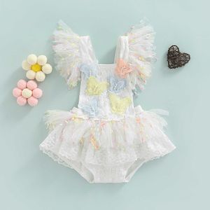 Rompers Girl Jumpsuits 024M Newborn Baby Girl Sleeveless Lace Patchwork Romper Infant Jumpsuits Sunsuit Summer Clothes Outfits J220922