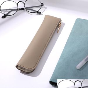 Pencil Cases Pen Er Fresh Leather Mini Small Pencil Bag Creative And Simple 3-4 Capacity Men Women High School Drop Delivery 2021 Off Dhb8O