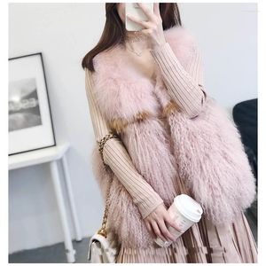 Women's Fur CHEWIES Winter Spring Natural Real Mongolia Lamb Sheep Vest Women Female Waistcoat Pocket Arrival Factory Outlet