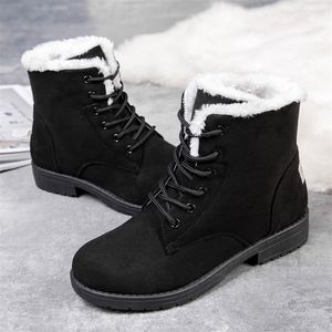 Buty śnieg kobiety miękkie buty do koronki Keep ciepła platforma kostka futra moda zimowa botas mujer 221007