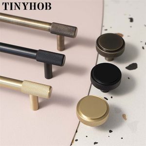 Handles Pulls Satin Brass KnurledTextured Cabinet Kitchen Cupboard Door Furniture T bar Hardware Drawer 221007