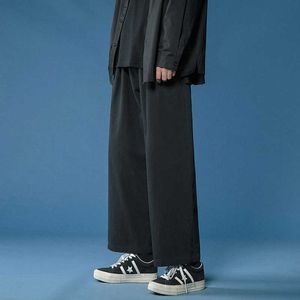 Men's Pants LEGIBLE Casual Pant Men Cotton Baggy Wide Leg Pants Ankle Length Elastic Waist Loose Straight Trousers Men G221007