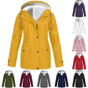 Women's Wool Women's & Blends Women Jackets Winter Autumn Ladies Hooded Outdoor Raincoat Zipper Windbreaker Waterproof Outwear S-5XL