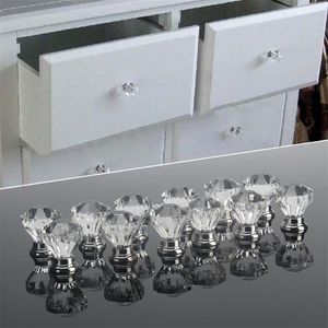 Uchwyty ciągnięcia 12PCS przezroczysty akrylowy diamentowy kształt gałki szafki szafki szafki szafki ściągają gałki Knobs i kandles do szuflad meblowych 221007