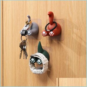 Other Household Sundries New Cute Animal Wall Hook Home Decor Bathroom Tower Hanger Toothbrush Holder Keys Bags Coat Organizer Rack D Dhcl7