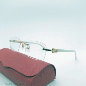 Sonnenbrille für Herren, Luxus-Designer-Sonnenbrille, Carti-Brillenrahmen, Bügel, Metall, rahmenlos, rechteckige Form, weiße Büffelhorn-Brille, optischer Rahmen, klassisch