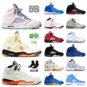 Light Colorway Mens Autêntico Jumpman 5 5S Basquete Sapatos 2022 New Womens Easter Concord Metallic Slê Cimento branco quebrado