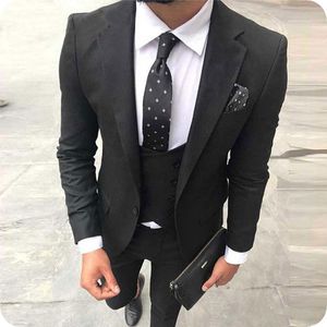 Customize tuxedo One Button Handsome Notch Lapel Groom Tuxedos Men Suits Wedding/Prom/Dinner Man Blazer Jacket Pants Tie Vest W1170