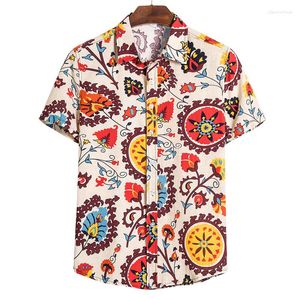 Camicie casual da uomo 2022 Summer Cashew Shirt Top a maniche corte da uomo Hip-Hop Beach Party Abiti maschili Allentato uomo hawaiano 5xl