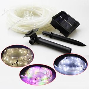Solar LED Lawn Lamp Outdoor Waterproof 12m 7m Copper Wire Rope Tube Fairy String Light For Garden Xmas Tree Decoration Auto