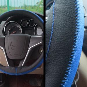 Steering Wheel Covers DIY Soft Leather Braid On The Steering-wheel Of Car With Needle And Thread Interior Accessories