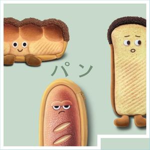 Pencil Cases Emotional Bread Pen Bag Cute Cartoon Toast Japanese Funny Creative Student Stationery Gift Unisex Drop Delivery 2021 Off Dhyoc