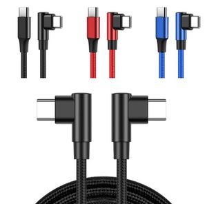 60W 90 Degree Elbow braided cables Type C to USBC Cable For Samsung Xiaomi Huawei Macbook Fast Quick Charger Cord PD