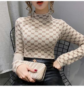 Women Designer Sweatshirts Hoodies Half Turtleneck Base Shirt Långärmning Slim Tops Fashion Letter Print undertröja K10434