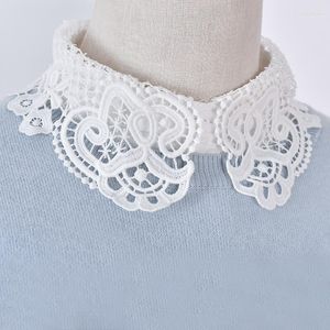 Bow Ties Linbaiway Vintage White Lace Detachable Collars For Women Floral Hollow Out False Collar Shirt Fake Removable Faux Col