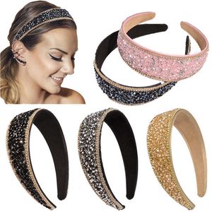 Pannband 2022 lyxiga glittrande tiara kvinnor pannband bröllop hårtillbehör färgglada strass icke-halkspärl hårband kristallhuvud slitage t221010