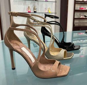 Sommer Perfekte Azia Sandalen Schuhe Frauen Party Kreuz Riemchen Karree Hohe Stiletto Heels Dame Party Hochzeit Kleid Gladiator Sandalen EU35-43