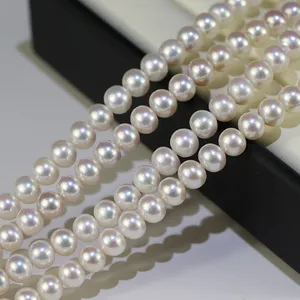 8-9 mmfresh acqua di gioielli con filo perle che producono un cinese bianco coltivato vicino a un lussuoso lussuoso Quliaty.