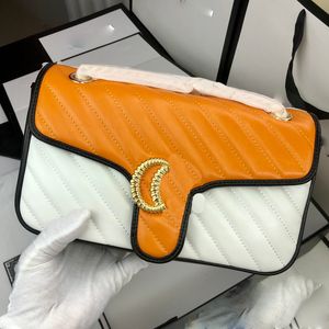 縫製スレッドクロスボディバッグ女性スプライシングハンドバッグプロクス本革の財布ファッションハードウェアレター磁気バックルブラスチェーンショルダーストラップトート