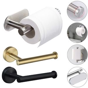 Toilet Paper Holders Stainless Steel Roll Holder SelfAdhesive Bathroom PunchFree Towel Rack Wall Mount Tissue Accessories 221007