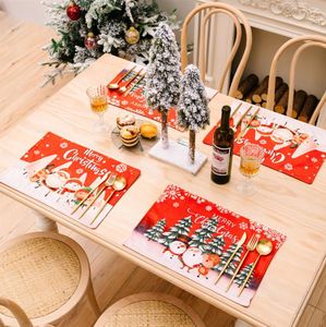 Dekoracje świąteczne podkładki kuchenne stół stół maty nie do mycia ciepła odporne na ciepło Świętego Santa Snowman Hurtowa
