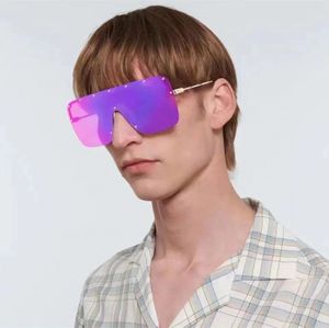 Sommarsolglasögon för män och kvinnor stil anti-ultraviolet 1245S 004 Gold Silver Grey Lens överdimensionerad retroplatta sköld fulla ram mode glasögon slumpmässig låda