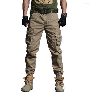 Outdoor Pants Spring Hiking Men Military Tactical Joggers Camouflage Cargo Multi-Pocket Loose Khaki Army Trousers 28-38