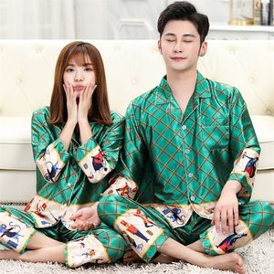 Men's Sleepwear Couple Pajamas Long Sleeved Silk Set for Women Sleep Tops Pijamas Mens Designer 221007