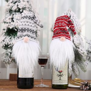 Fashion Christmas Gnome Faceless Wine Bottle Cover Noel Christmas Decorations for Home Dinner Table Decor 2023 New Year Gift