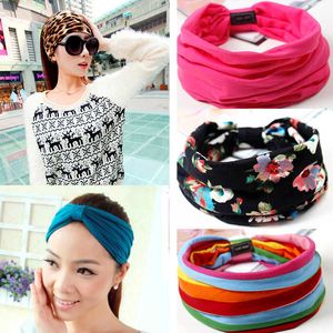 Bandas da cabeça Prind Floral Print Turban Kidewrap Sports Elastic Yoga Hairband Fashion Cotton Taber Wide Head Band para Women Hair Accessoires T221007